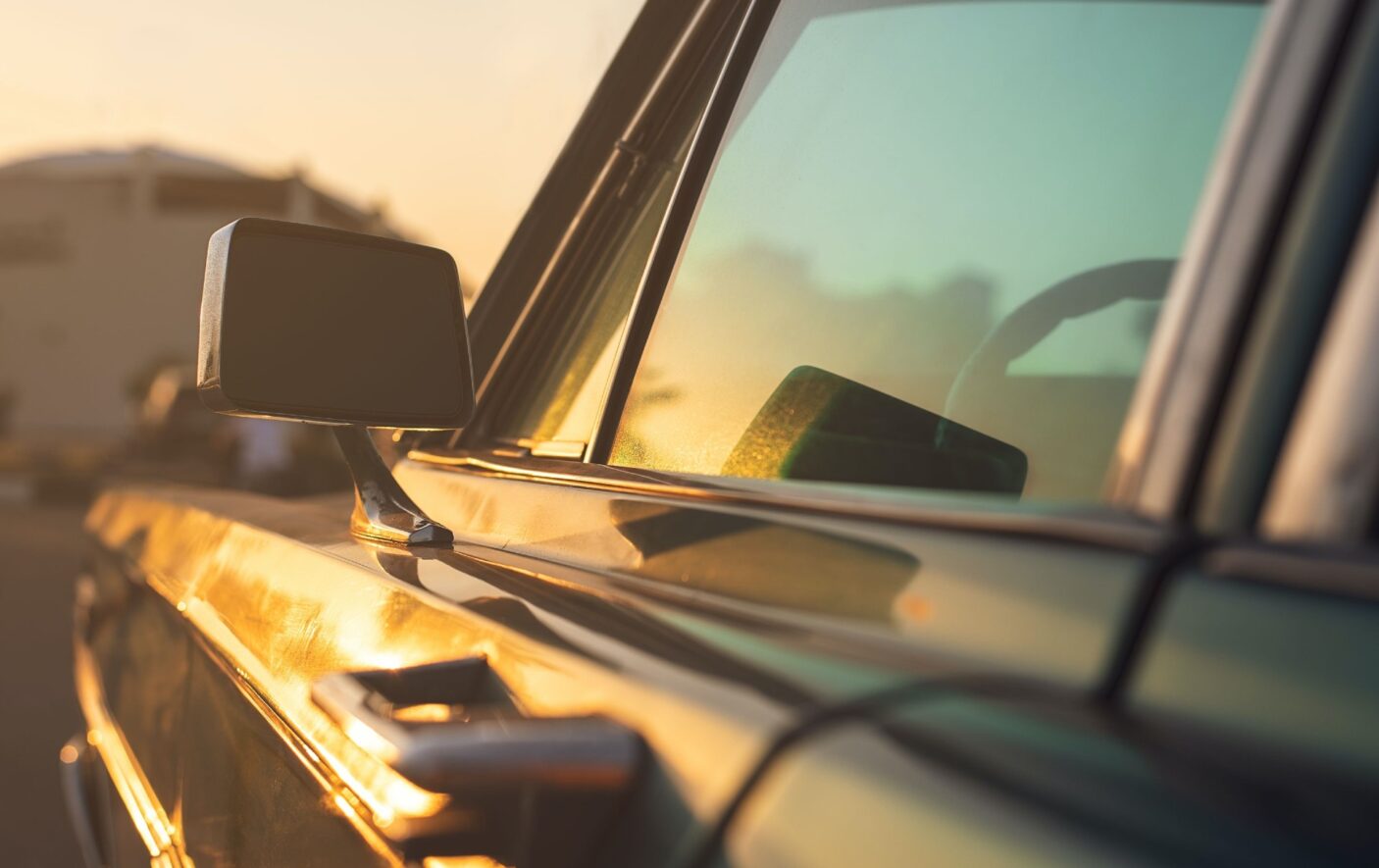 sun shining on car window